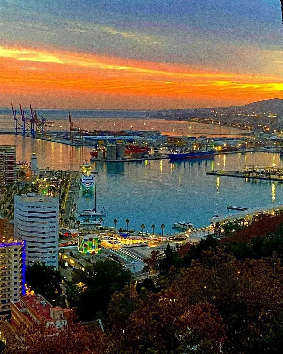 Port of Malaga - Andalusia, Spain at sunset 🧡