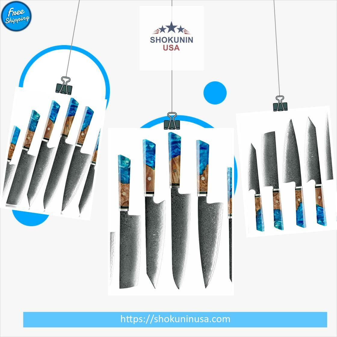 Awesome! Amazing! Our latest arrival. AQUA Knife Set 6 Piece VG10 Damascus Steel with Exotic Olive Wood & Resin Handle at $349.00. 
shokuninusa.com/products/aqua-…
#ChefMesser #chefstools