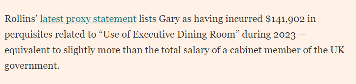 @FTAlphaville's @Louis_Ashworth has been digging through the US proxy filings again .. This is superb: Meet the pest-control boss with the $140,000 dining perk on.ft.com/4dbiTtx