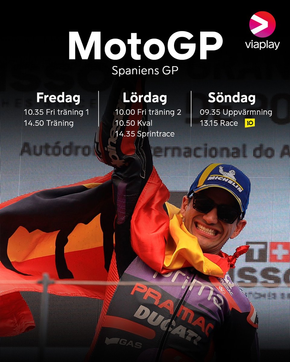 Jorge Martín med en 21 poängsledning inför säsongens fjärde race 🔝🇪🇸 Kan han utöka ytterligare på hemmaplan? 📺 Missa inte MotoGP i form av Spaniens GP, fredag-söndag på Viaplay och V Sport Motor Racet visas även på TV10