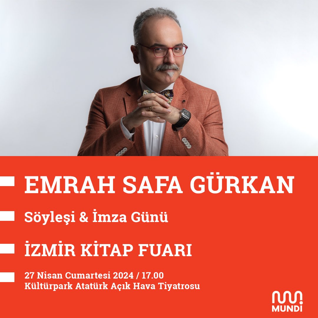 Emrah Safa Gürkan, 27 Nisan Cumartesi günü #İzmirKitapFuarı’nda “Cumhuriyet’in 100 Günü” ve “Cumhuriyet’in 100 İsmi” kitaplarını imzalayacak. @jeandpardaillan