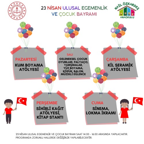 23 Nisan Ulusal Egemenlik Ve Çocuk Bayramı etkinliklerimiz 🇹🇷 <a href="/denizlimem/">Denizli İl Millî Eğitim Müdürlüğü</a> <a href="/emre_caliskan/">Emre Çalışkan</a> <a href="/NailAnaokulu/">NAIL OZKARDES ANAOKULU</a>