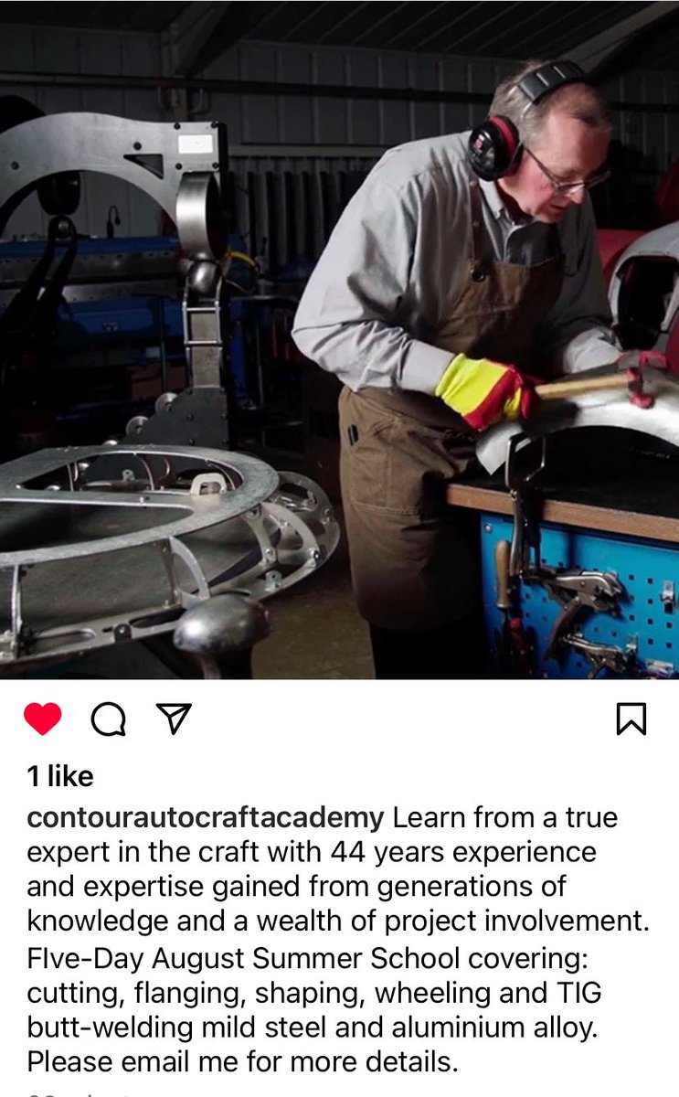 liblies's tweet photo. This is Bruce, my old boss. He is a wizard when it comes to metal shaping. If that’s your thing, book on to his course and learn how to do it. Perfect for classic car restoration. https://t.co/BMR2RFrovH #classiccars #coachbuilding #carrestoration #metalshaping https://t.co/lq2TJPmCT2