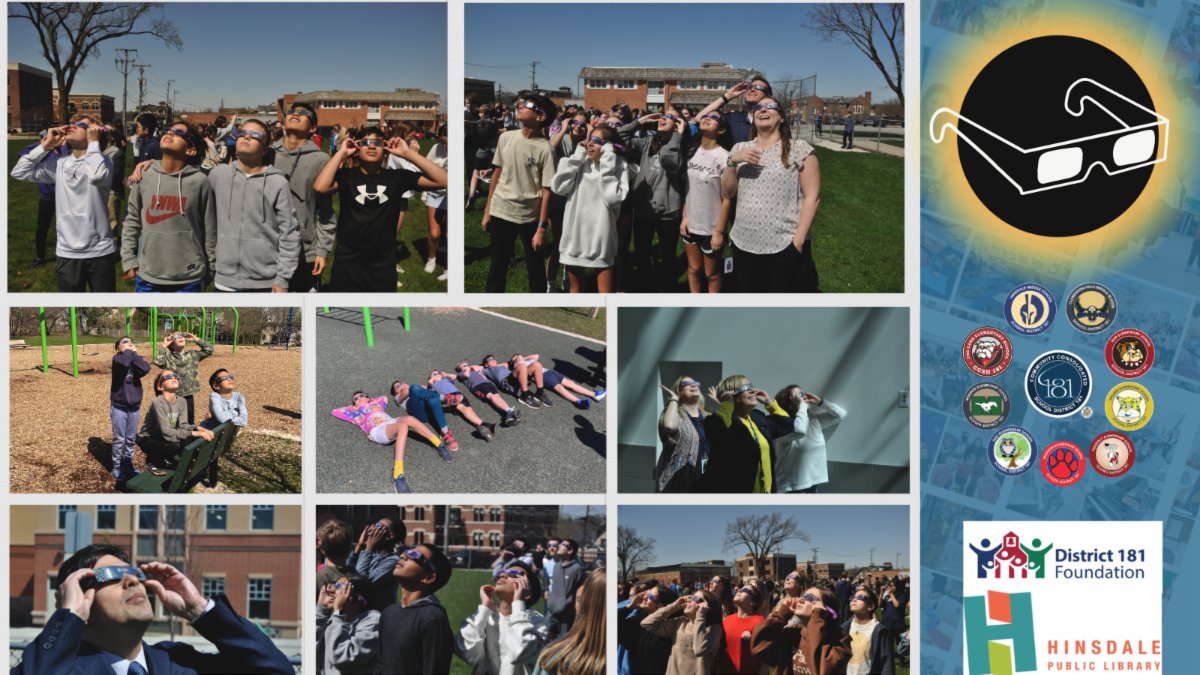 Thank you again to the D181 Foundation, Hinsdale Public Library, & D181 staff for the fantastic solar eclipse coordination! Despite the location, ALL our students saw the solar eclipse.