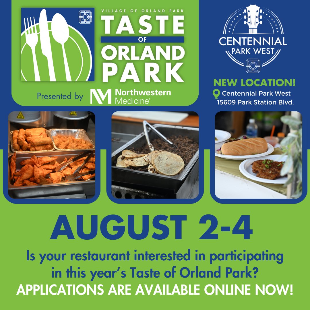 Calling all Orland Park restaurants, showcase your signature dishes and reach new audiences. Visit orlandpark.org/events to complete the restaurant application online.