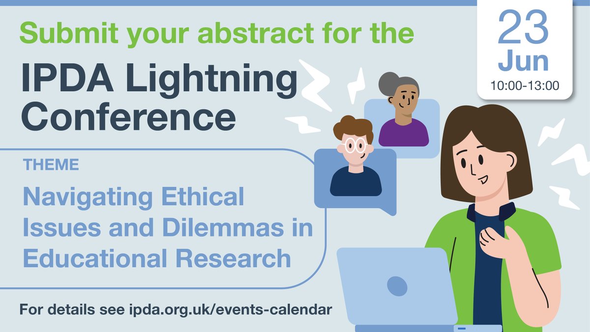 We are pleased to invite abstract submissions for our second lightning conference, aimed at early career researchers, with the theme 'Navigating Ethical Issues and Dilemmas in Educational Research'. Read full details here: ipda.org.uk/23-june-2024-l…