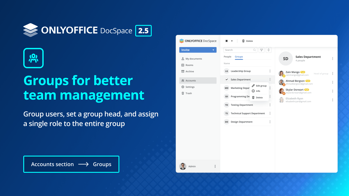 What's new in #ONLYOFFICE DocSpace 2.5 - check our fact cards 🆙 All enhancements 👉 onlyo.co/3Q9nS4f