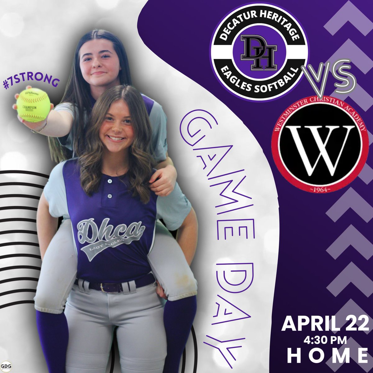 Come out and support your Lady Eagles today! #7STRONG 💜🦅🥎
