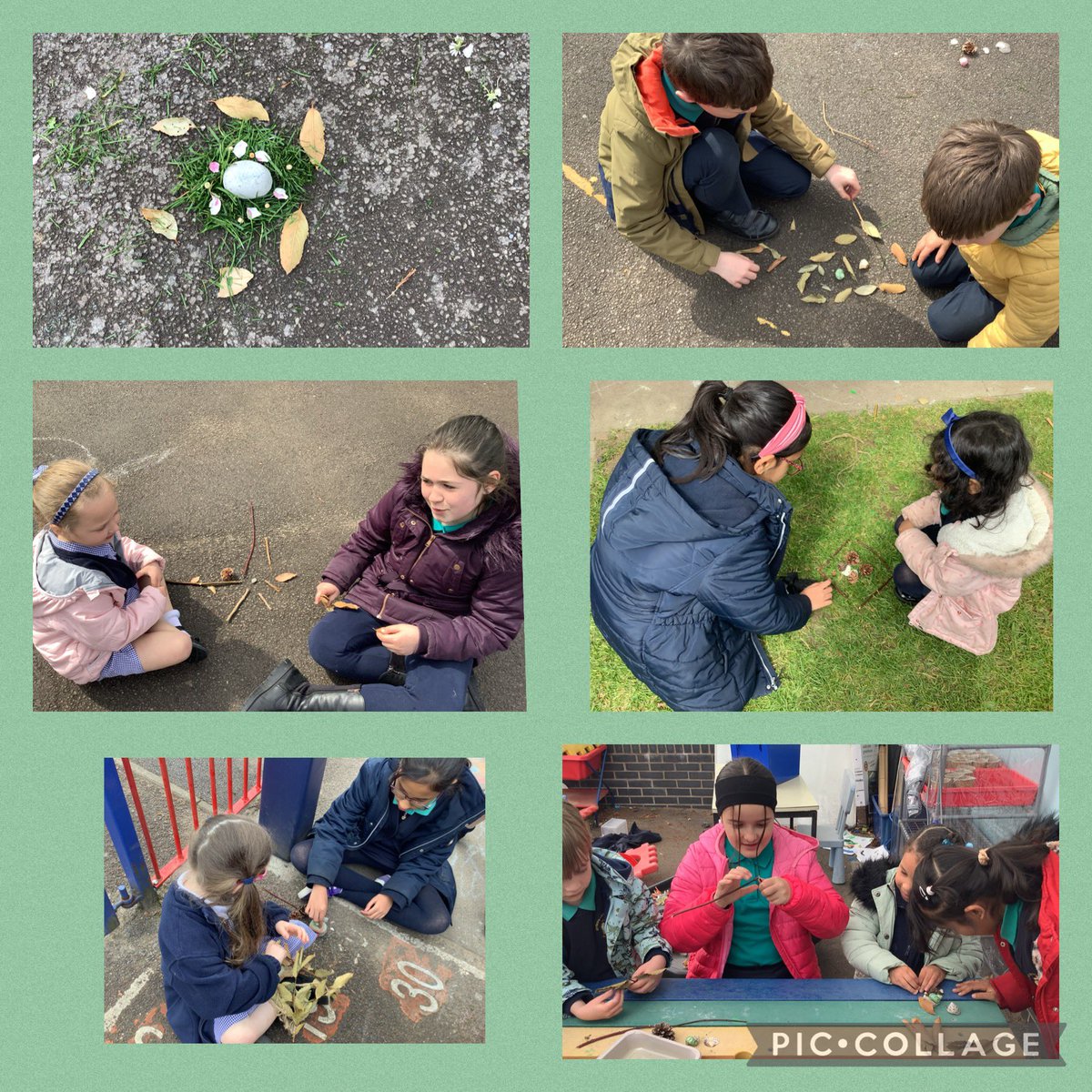 What a fantastic afternoon creating art collaboratively in the style of Andy Goldsworthy #GwenfoY5 #GwenfoReception #GwenfoExpressiveArts