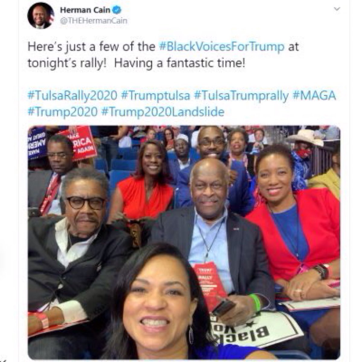RobHNY's tweet photo. @angiekrell @Sessler @briantylercohen I wonder if Herman Cain would agree with Jerrod‘s take on “non-critical gatherings” being “foolish and selfish”.

#TrumpRally 💀
#RIPHerman 
#TrumpSmellsLikeAss 🍊💩 https://t.co/VRY2mphSd3