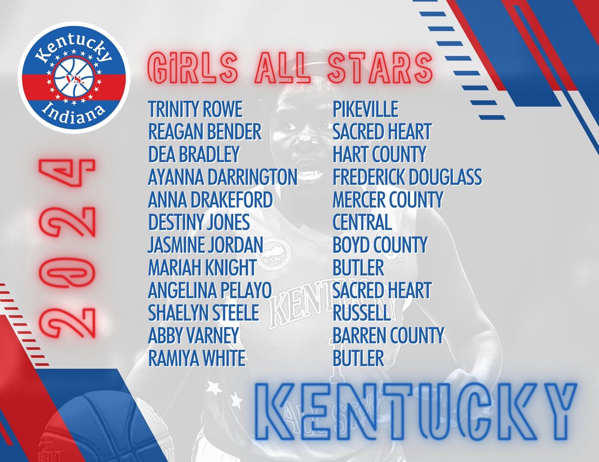 Rosters are out! Kentucky will face Indiana on June 7th and 8th.

Tickets for Kentucky will go on sale May 1st at kentuckybasketballcoaches.org

#BeatIndiana #SweepIndiana

Your 2024 All Star Girls:
