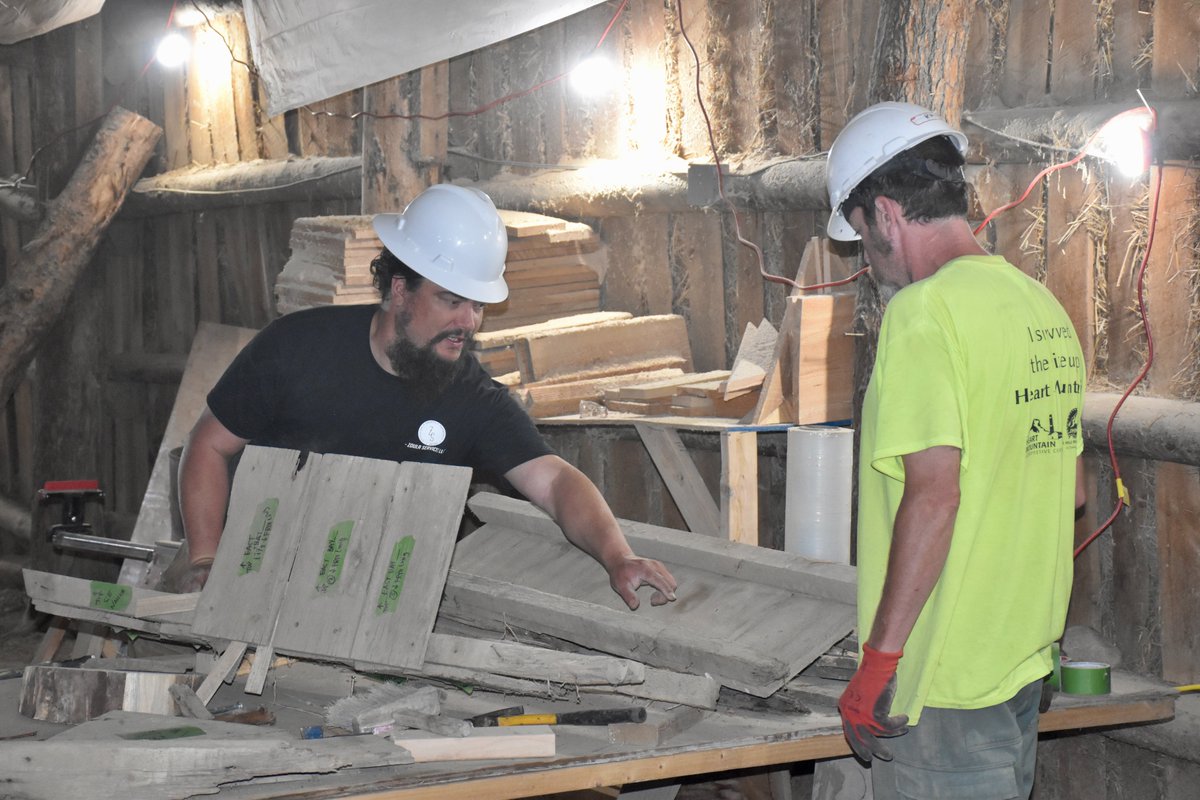 .@HeartMountainWY is working hard to restore the root cellar—the only surviving camp structure built entirely by Japanese Americans. It takes an entire day to rebuild one of the wooden vents that allowed air to escape the cellar. #IMLSmedals