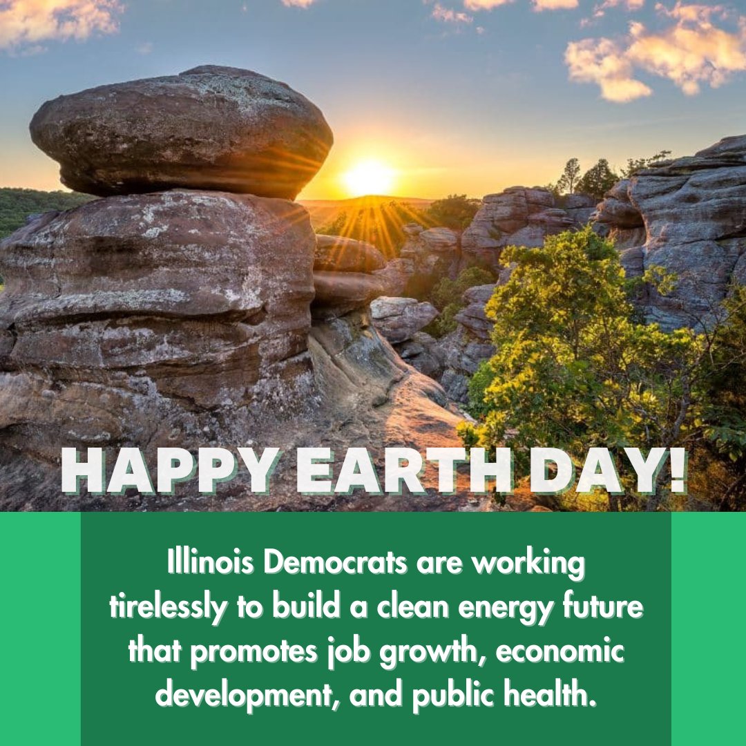 Happy Earth Day, Illinois! 🌎 We are proud that Illinois Dems are working tirelessly to build a clean energy future that promotes job growth, economic development, and public health. #EarthDay2024