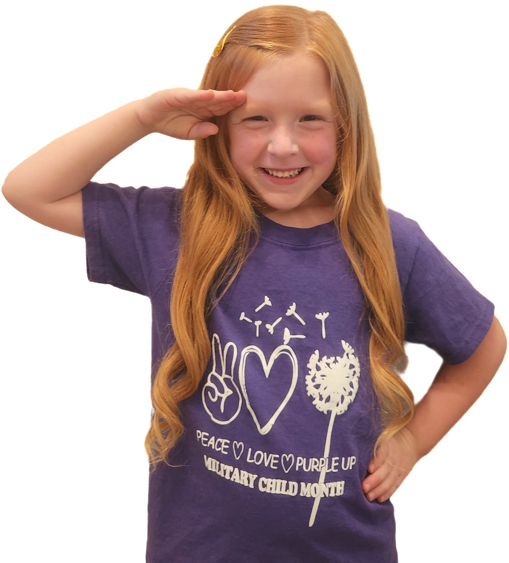 #PurpleUp! This #MOMC, shoutout to the spirited Nora Taylor. She is not only energetic & smart, but her kindness/silliness light up any room! 
Her Daddy, a dedicated hero w/ 18 yrs of service in the Oklahoma Army National Guard & the US Army Reserves, is her biggest inspiration.