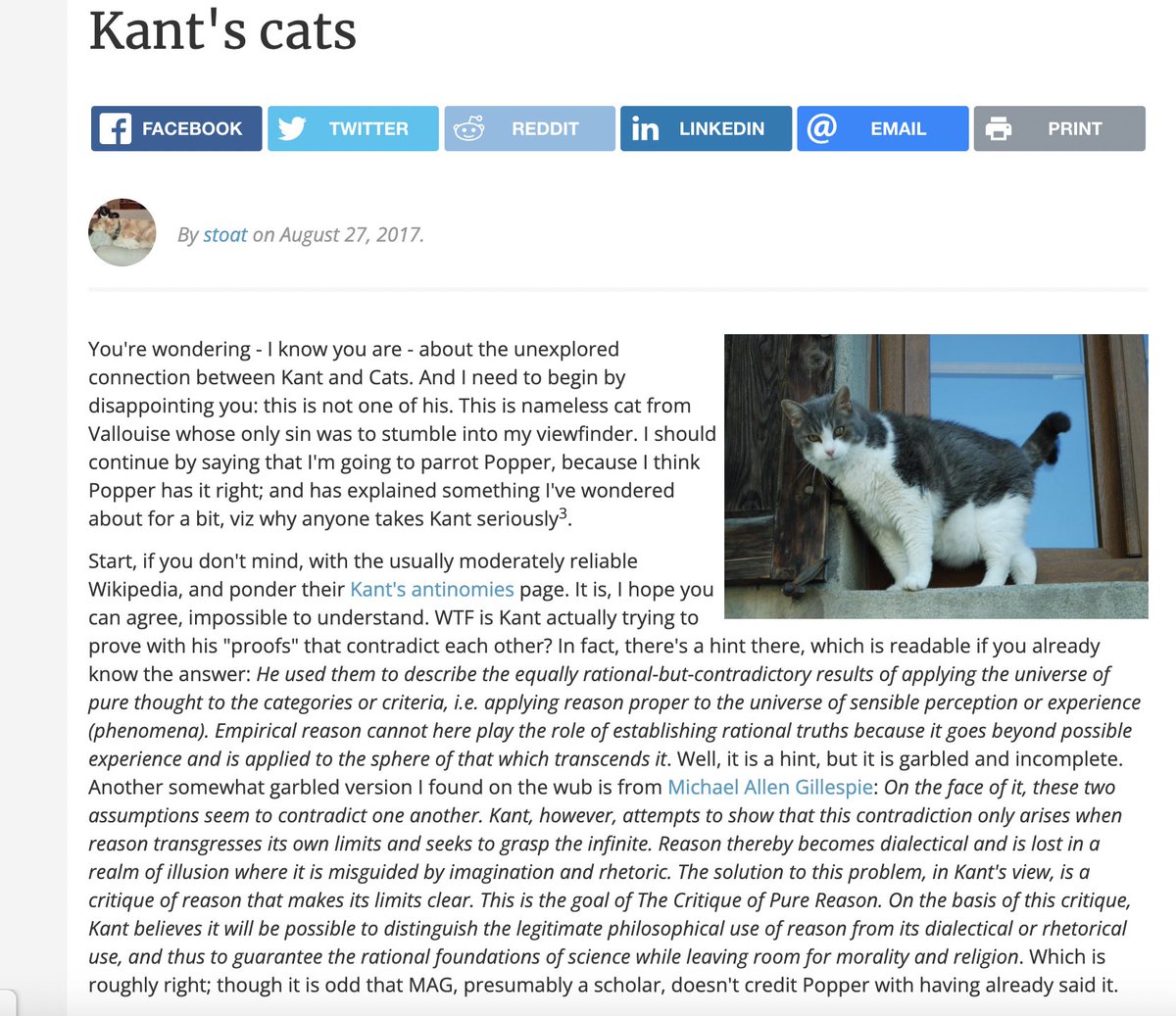 For Immanuel Kant's 300th birthday, let's put the cat back into the Categorical Imperative.