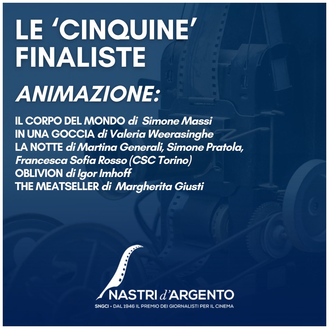 Corti d’argento, ecco i cinque finalisti 2024 per il Nastro d’Argento al miglior cortometraggio di #animazione. La consegna dei #nastridargento e dei premi speciali lunedì 6 Maggio a Roma. #nastridargento2024 #cortidargento #cortidargento2024