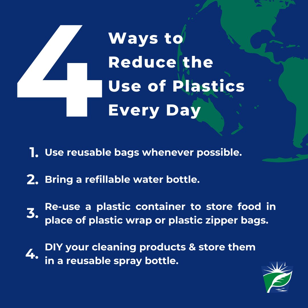 Happy Earth Day PA! 🌎 This year's theme is Planet vs. Plastics. Here are 4 ways you can reduce the use of plastics today and everyday.