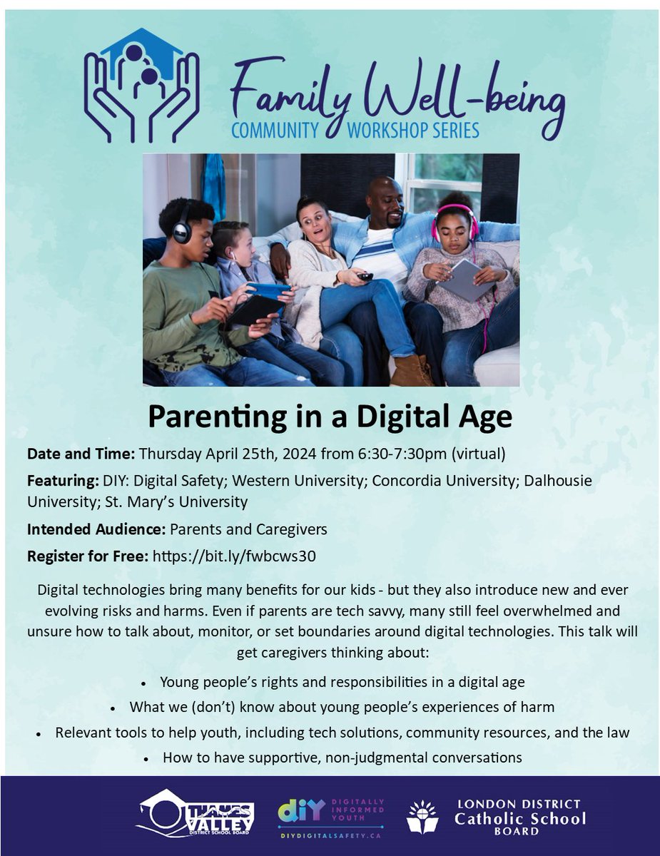 This Thursday we'll be working with @DIYDigSafety to learn more about 'Parenting in a Digital Age'. Register and learn more at bit.ly/fwbcws30
