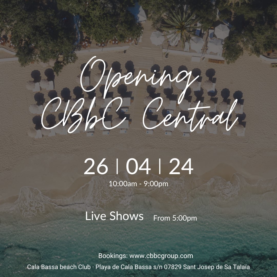 On Friday 26th of April CBbC Central and Taittinger Lounge are back! 💙

We'll be back with a lot of surprises and we would like to say hello to the summer 2024 with a special event 

Live shows and DJs from 5:00pm 🎧  

We can't wait to see you again!  
 BOOKINGS ARE OPEN! 🥰