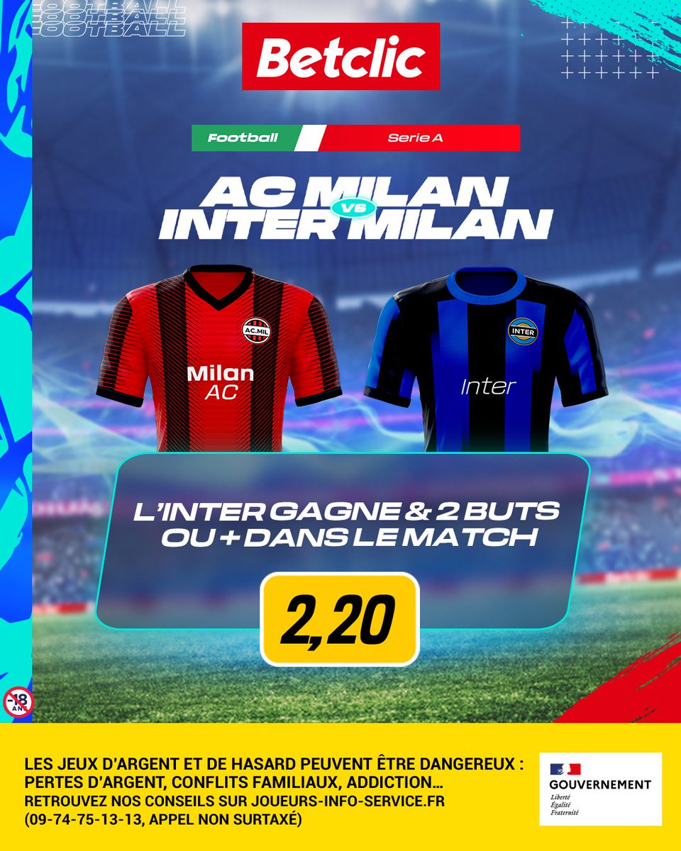 C'est le Derby de la Madonnina ! 🇮🇹 Les Intéristes ont remporté les 5 derniers duels face aux Rossoneri. La série se poursuit ? 💪 📲 Retrouve ton pari ici : betclic.fr/bet/6ayhsmv3