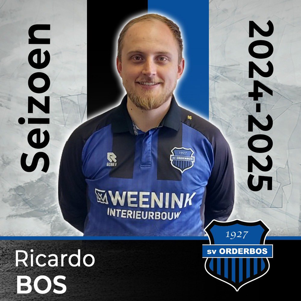 🔵 SPELERSNIEUWS ⚫️
We zijn blij te kunnen meedelen dat ook Ricardo Bos “de man die op meerdere posities zowel achterin als op het middenveld inzetbaar is ” ook volgend seizoen bij Orderbos blijft 👍🏻