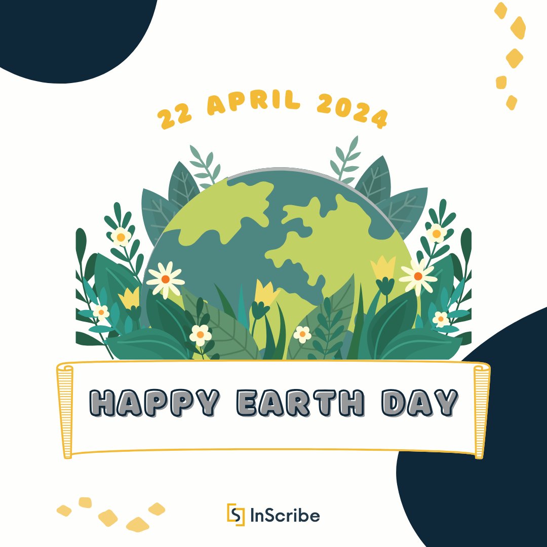 Happy #EarthDay from #InScribe! Every small action we take sends waves of change through our lives and across the world. 🌍 Let's all commit to steps that lead us toward a healthier planet and show how much we #LoveEarth by making a difference together. #MakingADifference