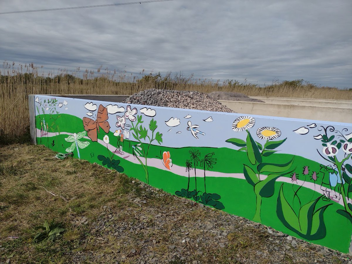 The full transformation in a day - concrete wall to mural thanks to the efforts of @AlisontheArtist, Nelson Trust, Jenny, Sophie, Margaret and a few brush strokes from @WWTSteart staff!🖌️🎨