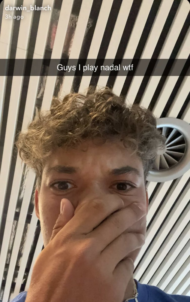 16-year-old Darwin Blanch reacting to drawing Nadal in Madrid R1 in perfect Gen Z fashion: With a Snapchat selfie where ‘nadal’ is spelled in all lower case