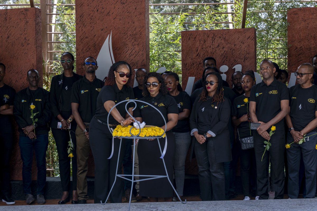 MTNRwanda's tweet photo. In remembrance of more than a million victims of the 1994 Genocide against the Tutsi, MTN Rwanda and @MoMo_Rwanda marked the 30th commemoration of the 1994 Genocide against the Tutsi by laying wreaths at @Kigali_Memorial. #Kwibuka30 https://t.co/ZMrz5zx0Pk