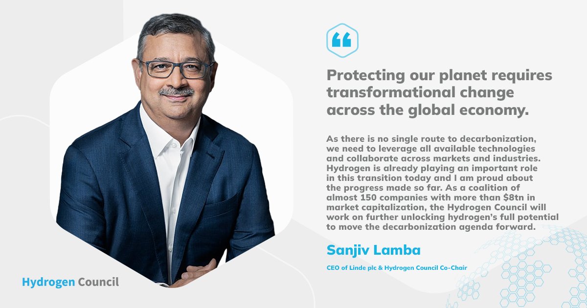 On #EarthDay 2024 our Co-Chair Sanjiv Lamba, CEO @Lindeplc, emphasizes that protecting our planet requires transformational change across the global economy. #Hydrogen is already playing an important role in this transition!