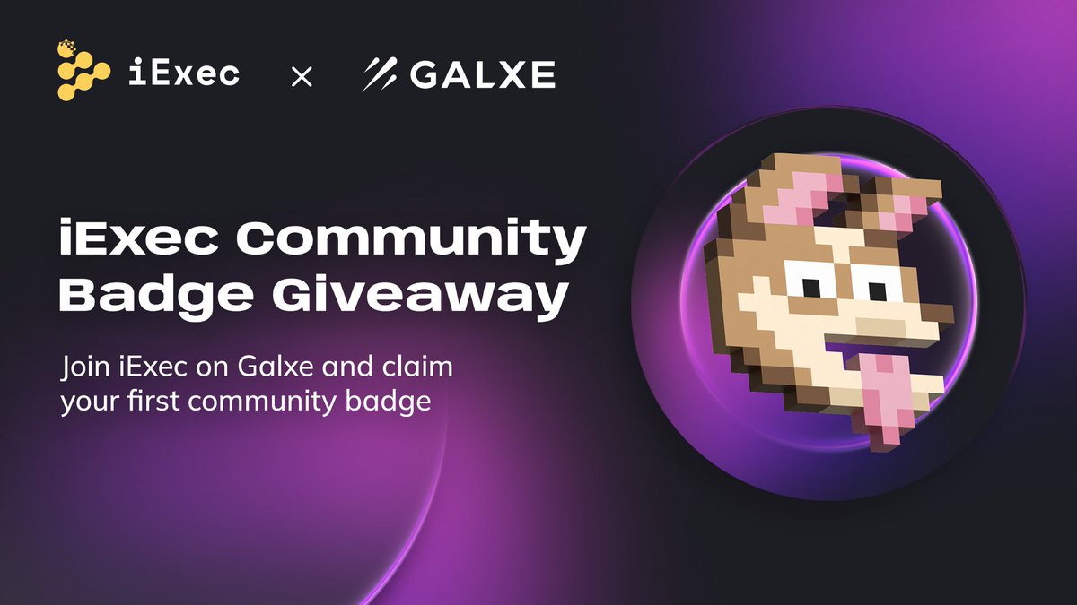 iEx_ec's tweet image. NFT Giveaway ✨ iExec Community Badge

We’ve launched our first community quest!

To claim the OAT #NFT badge, follow all the required steps on Galxe:
app.galxe.com/quest/fArdRcqq…