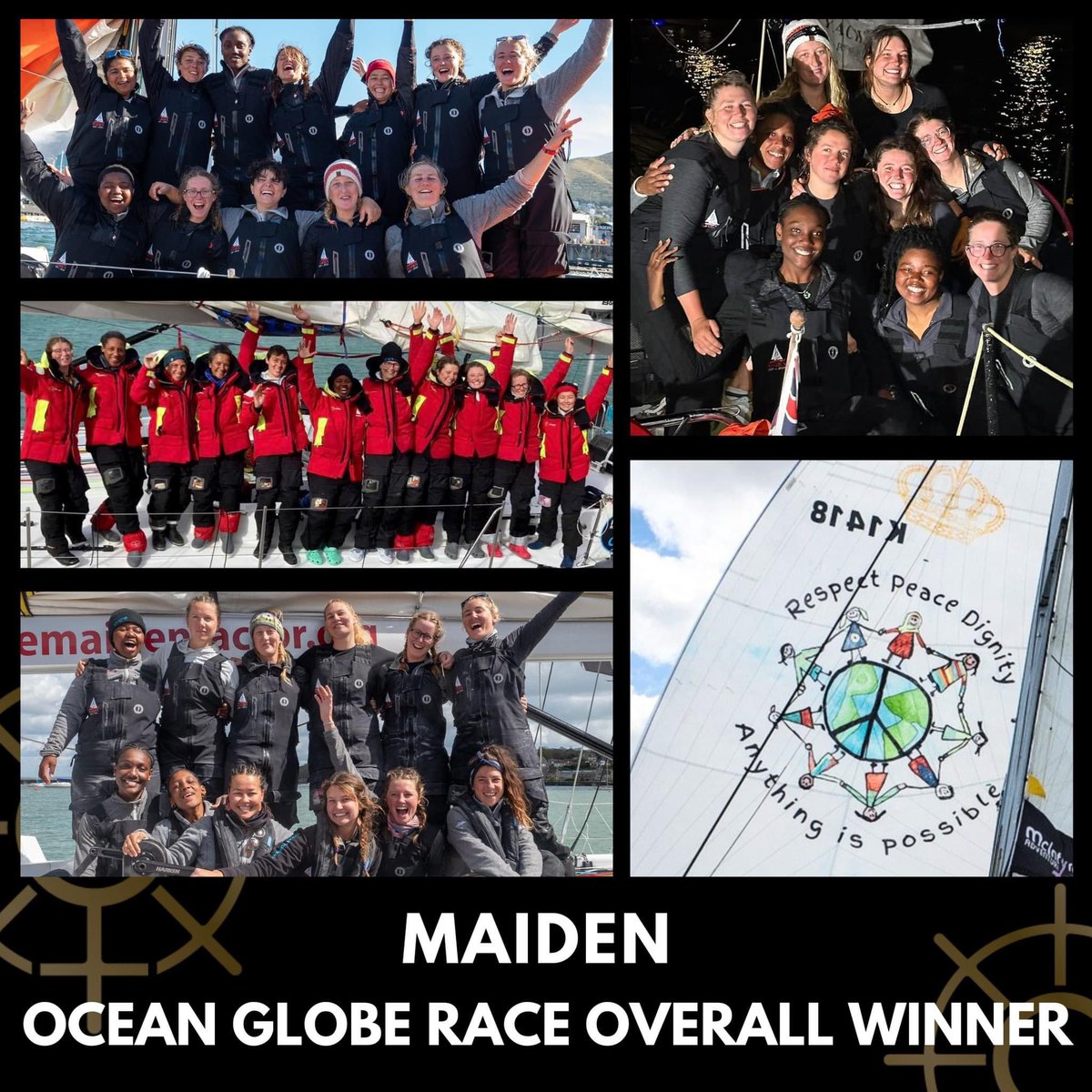 Maiden has just become the first all-female crew to WIN an around the world race.  In 1989 we were the first all-female crew to race around the world and these awesome women have just taken it to the next level. SO PROUD of them I could burst!! <a href="/maidenfactor/">The Maiden Factor</a> #GirlPower
