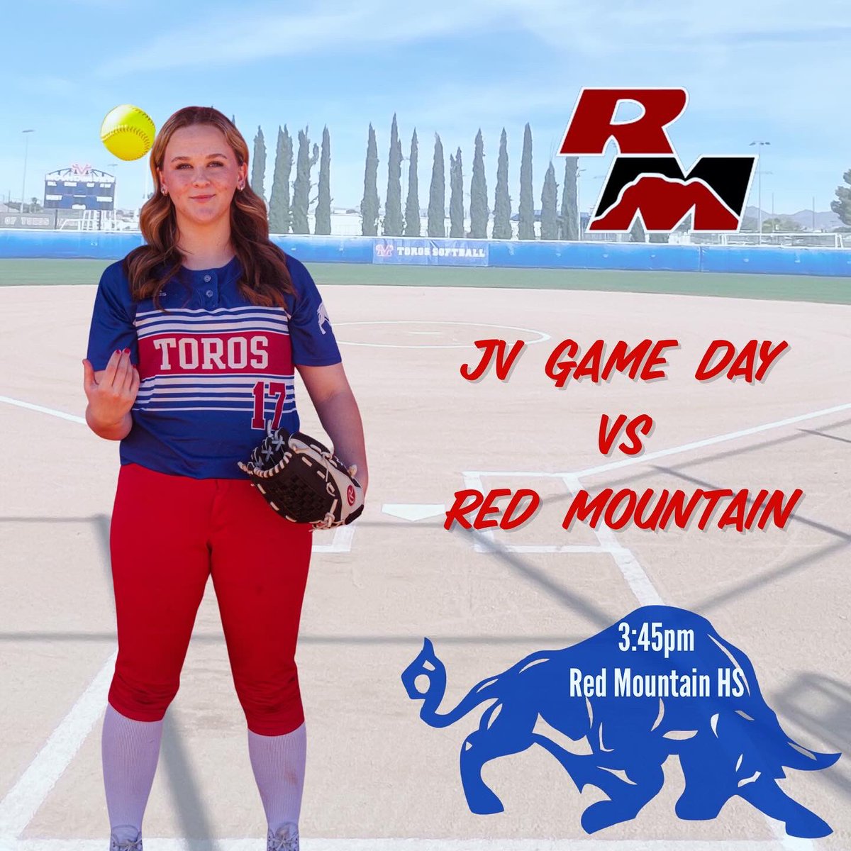Game Day vs Red Mountain! Varsity is at home and JV is away. Both games start at 3:45pm. The push for the playoffs concludes with the Battle of Brown Road. Come out and give them your support. Let’s go be great today Toros.