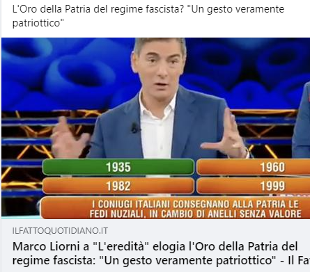 E con questa credo che l'ignorante omuncolo (servo della fallita rai), che ha immeritatamente sostituito un vero signore delle scene e della vita, abbia già toccato il fondo... #leredita