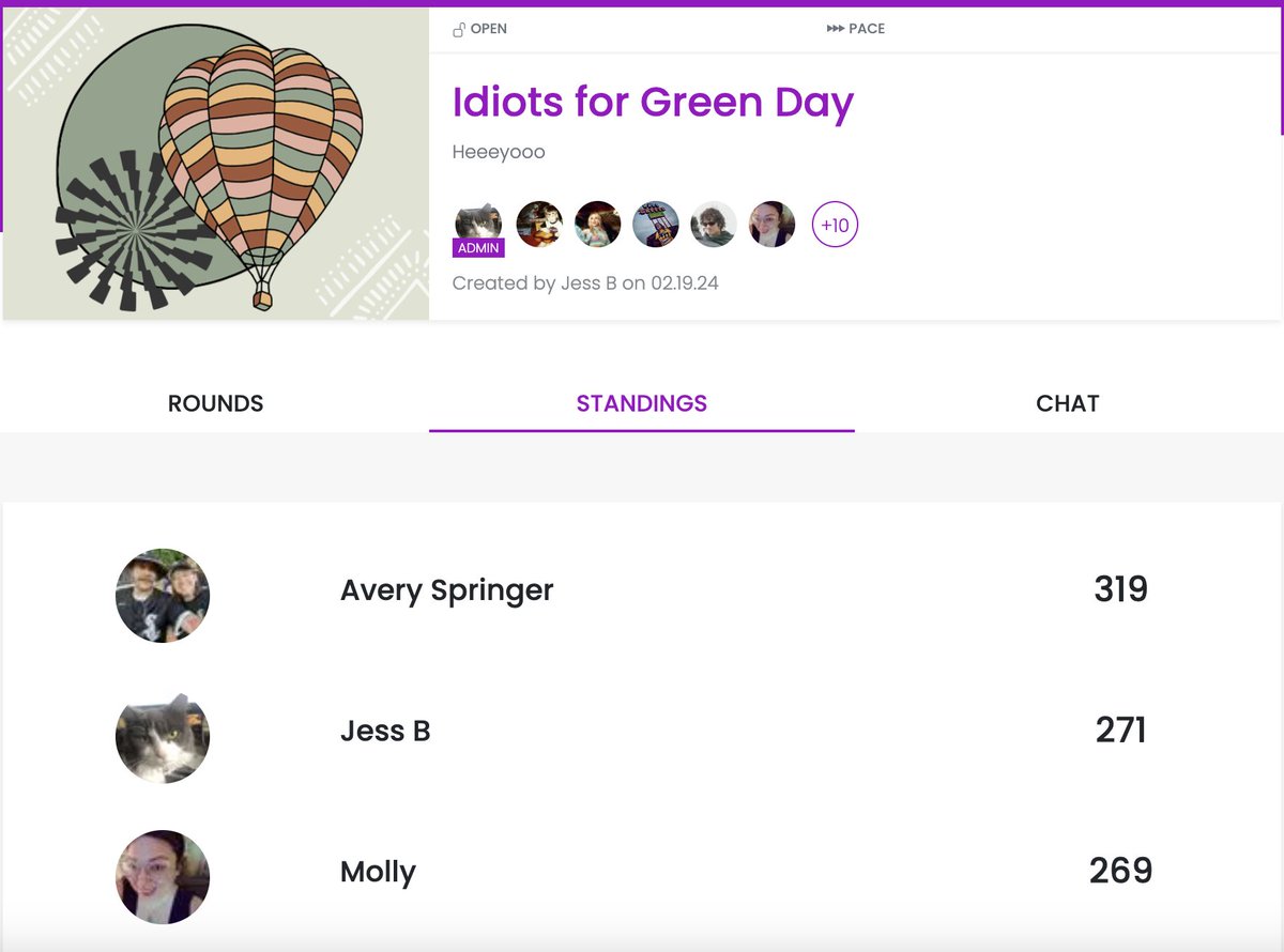 av_springading's tweet image. I participated in a Music League for Green Day with a bunch of random people and solidified my position as &quot;best Green Day Fan&quot; by absolutely running away in the polls 🏆