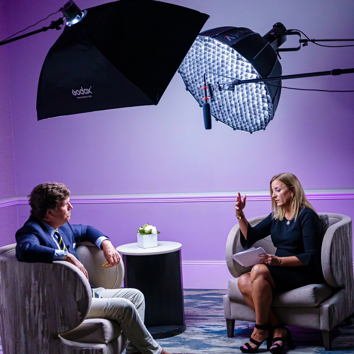 'Behind the Scenes' photos of the interview with @TuckerCarlson . The Podcast is dropping soon and you will love it! He was hilarious, inspiring, reflective and very real. Stay tuned! #momsforamerica #TuckerCarlson #Tucker