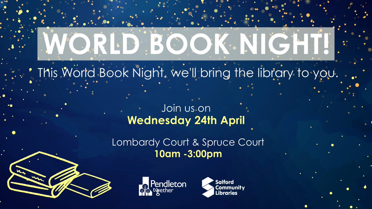 📚 ✨ This world book night with @SalfordLibrary, why not drop in for a chat and discover how libraries can help you, and get a free book! 📍Join us on 24th April at Lombardy Court & Spruce Court from 10am - 3:00pm.