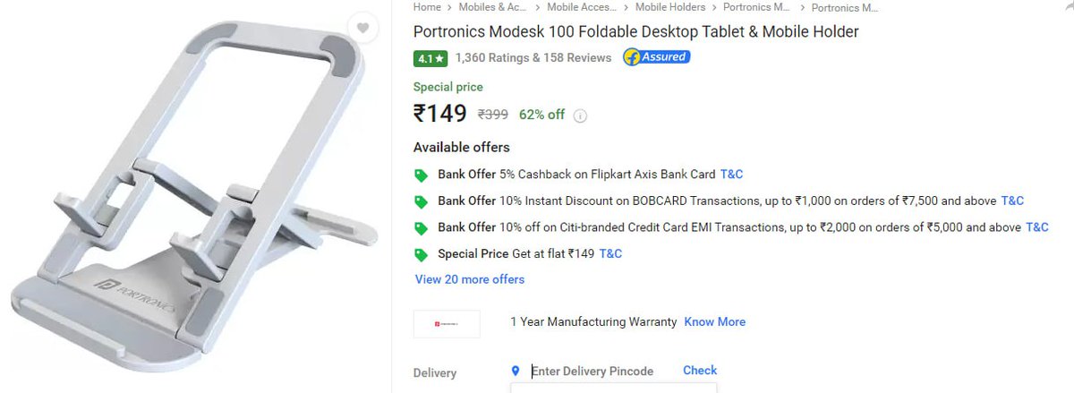 💥 Portronics  Foldable D Mobile & Tablet Holder ⚡

Read More: fkrt.to/T7SWzdT8

MRP: ₹279 - Offer:  ₹149

#roobai #roobaioffl #StealDeal #Exclusive #bestoffers #onlineshopping #ecommerce #shoponline #business #deals #tips #shoppingonline #visit #sale #sale #fashion…