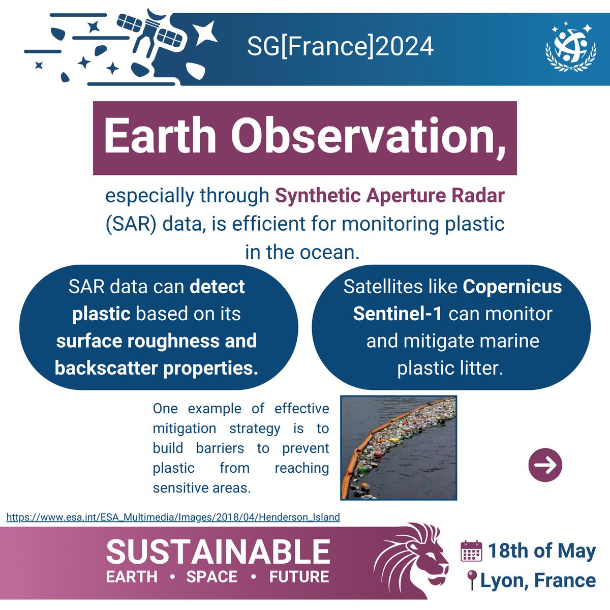 🌍 Today is #EarthDay 🌍Let's explore solutions for combating plastic pollution together! ✨Join us in shaping a sustainable future for Earth and Space at SG[France] 2024 in Lyon, France, 18th of May! 🌟 Visit our website: spacegeneration.org/sgfrance-2024-… #SGFrance2024