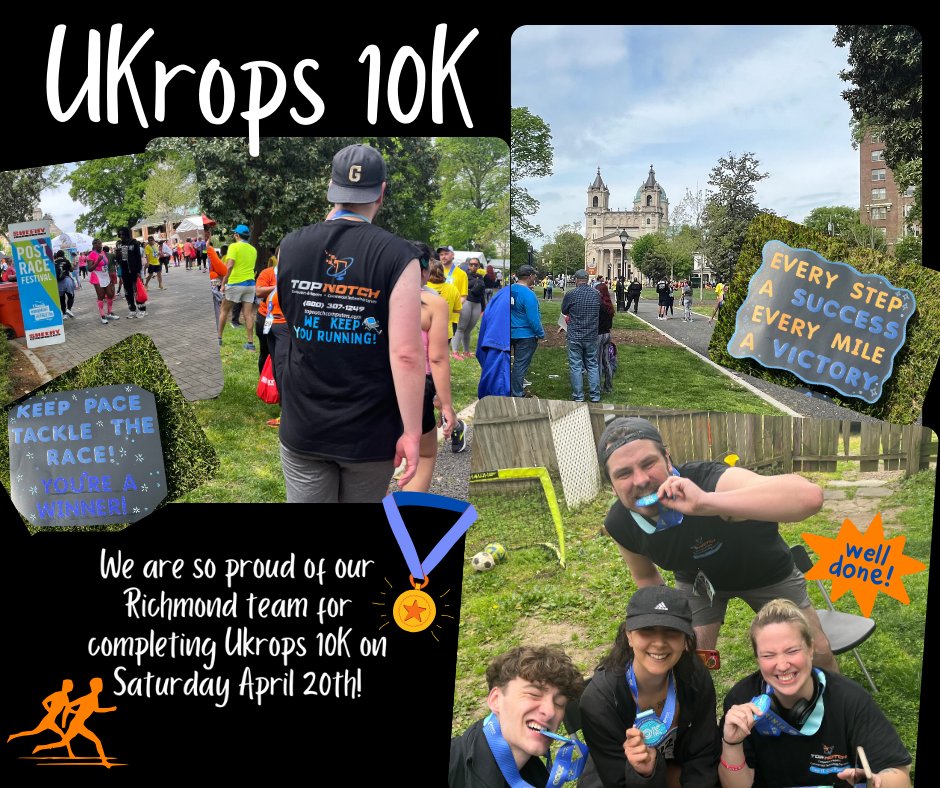 We are so proud of our Richmond team! They crushed it at Ukrop's Monument Avenue 10k. 'You never have to worry when Top Notch is on your side! #running #runningmotivation #mondaymotivation #mondaymood #mondayvibes #computer #computerrepair #laptoprepair #itsupport