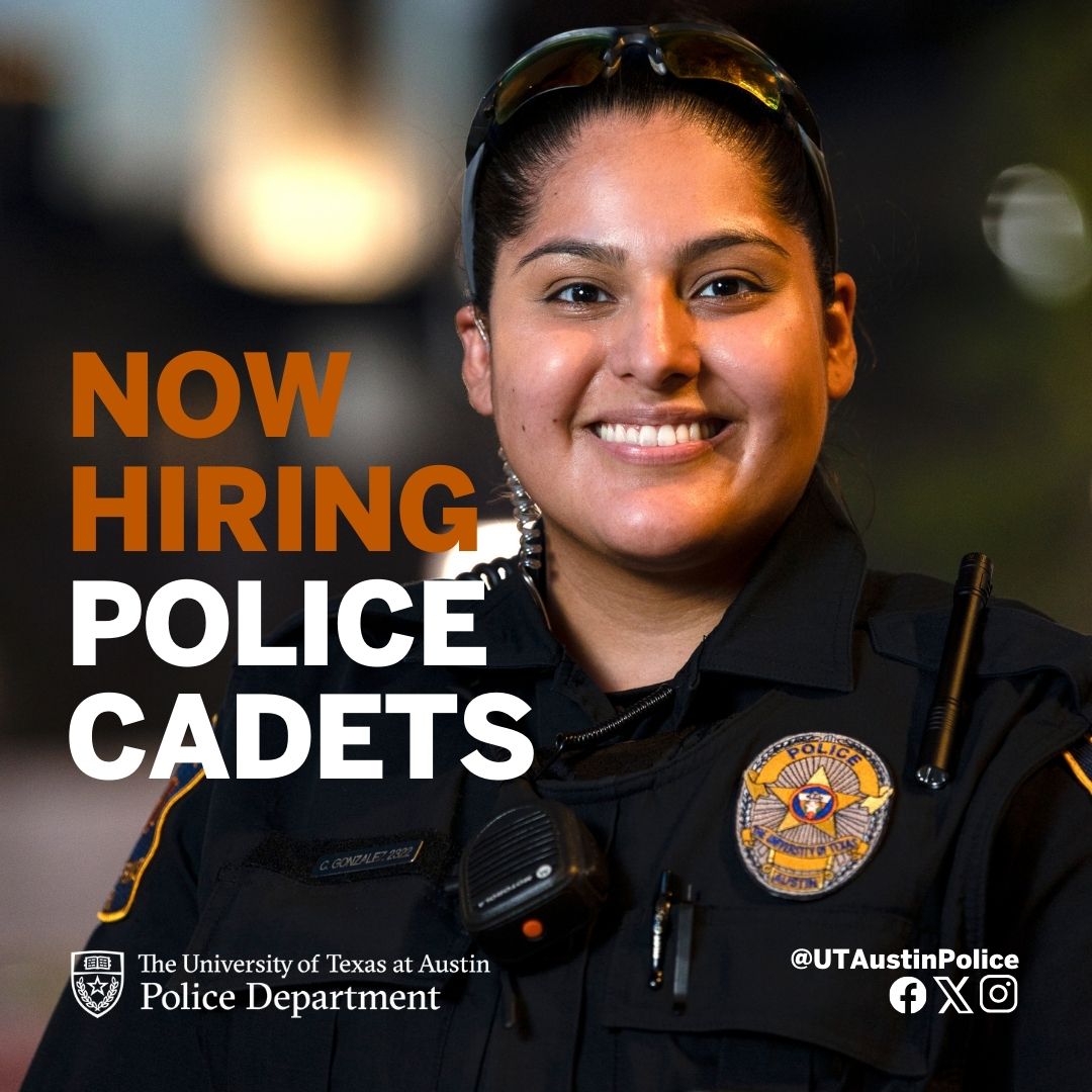 Do you have the heart of a public servant? Start your career as a first responder with UTPD. As a cadet, you'll get paid while attending the police academy. Equipment and uniforms are provided! Learn more & apply today: police.utexas.edu/careers #JoinUTPD #PoliceJobs