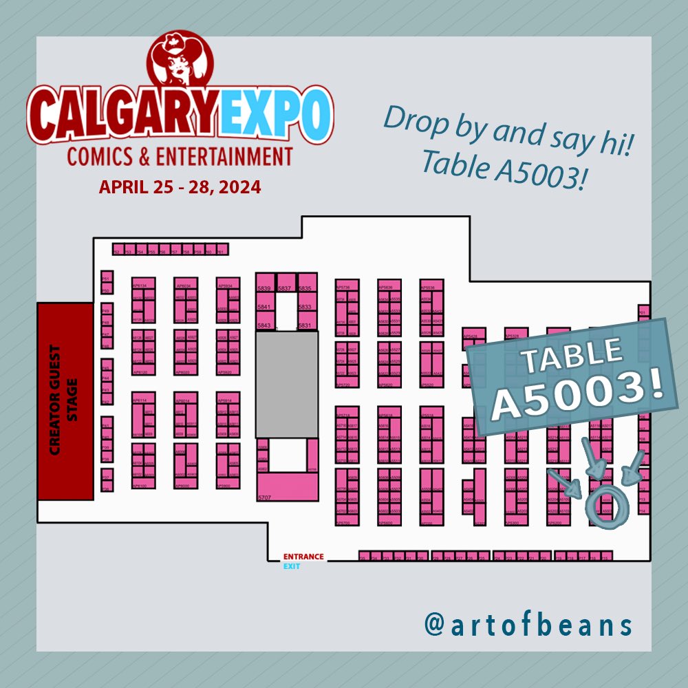 You can find me this upcoming weekend at the Calgary Expo artists alley! I’ll be table number A5003 in the Big Four building! Drop by and say hello! 😙

#calgaryexpo2024 #calgaryexpo #artistalley #yegart #yegartist