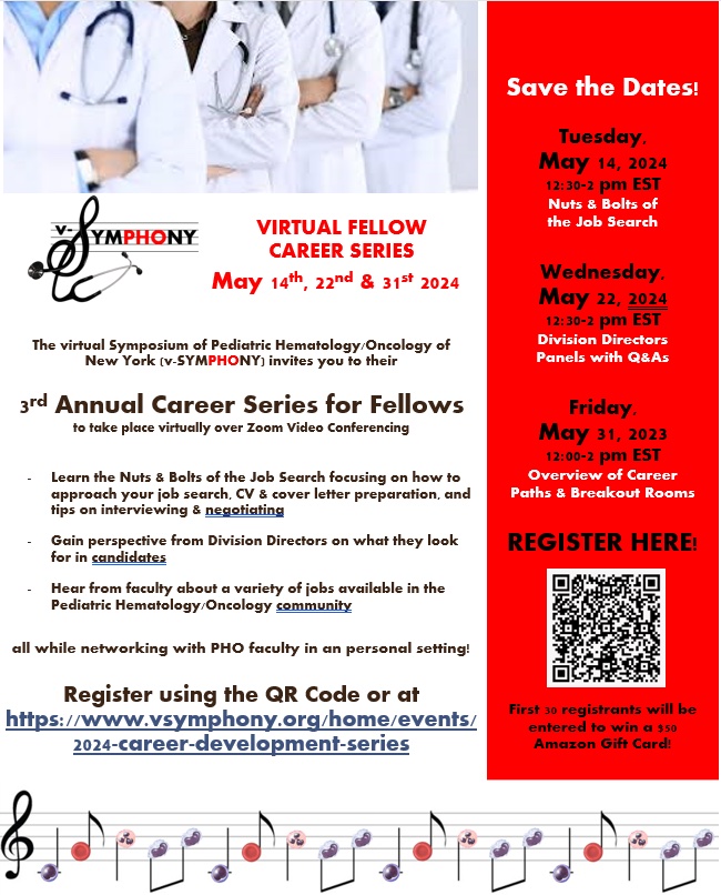 Happy passover to those who celebrate! There will be no class this afternoon. We hope to see you all next Monday at 4PM 👋

Don't forget to register for our #careerseries which starts May 14th!! 

#PHO #PHODocs #PedsHemOnc #pediatriconcology  #pediatrichematology #vsymphony