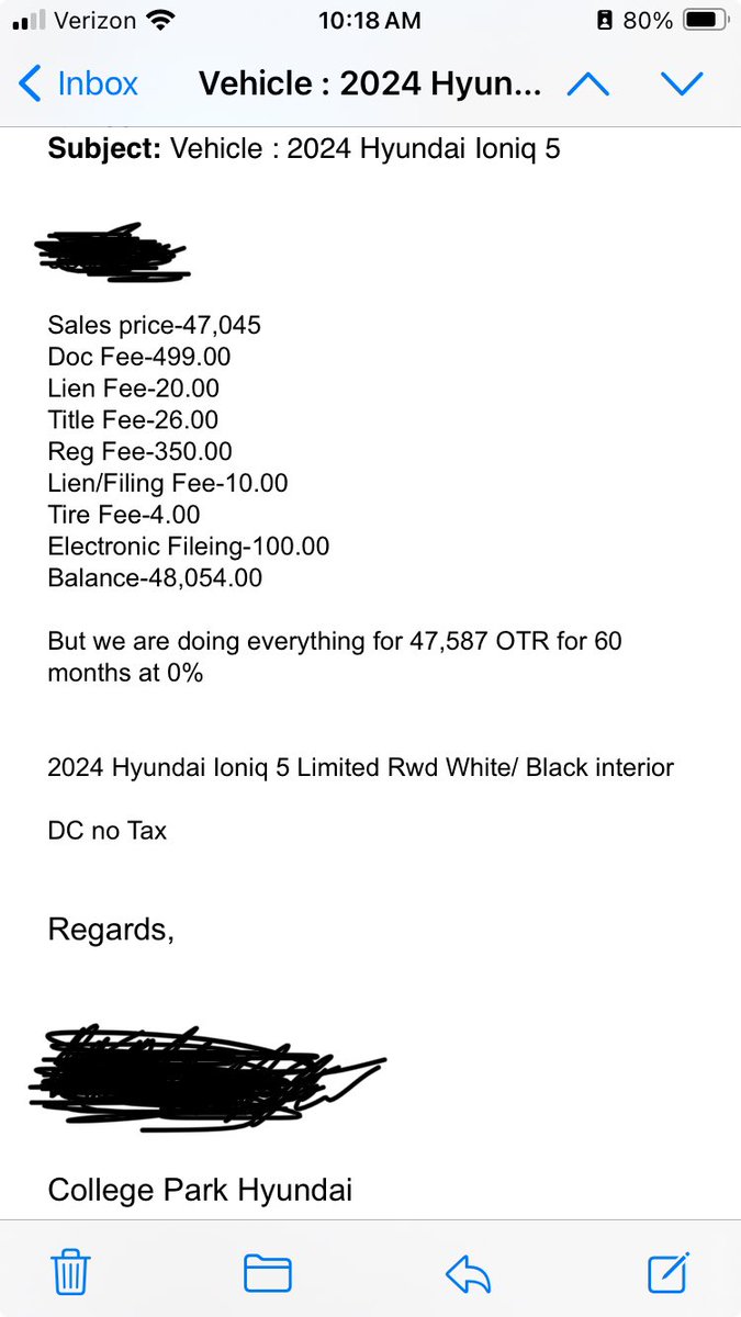 .@Hyundai so your #CollegePark location gave us an in writing offer 👇 that they didn’t honor when we were there to finalize the deal on 3/22, so we’re getting a comparable deal from #Heritage in Towson. TY Sang, Greg & team! Only posting so (hopefully) they won’t do it again!