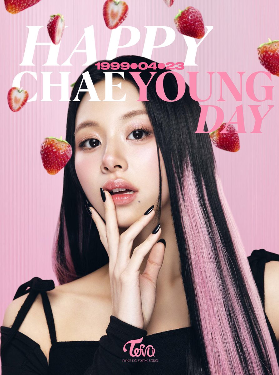 TFVUnion's tweet photo. Happy birthday, CHAEYOUNG ❤️

We wish you a day filled with happiness and a year filled with joy, success, and love 🫶🏻 

HAPPY CHAEYOUNG DAY
#딸기제철에_태어난_딸기곤듀
#HAPPYCHAEBERRYDAY
@JYPETWICE https://t.co/tJZ7AYTX6a