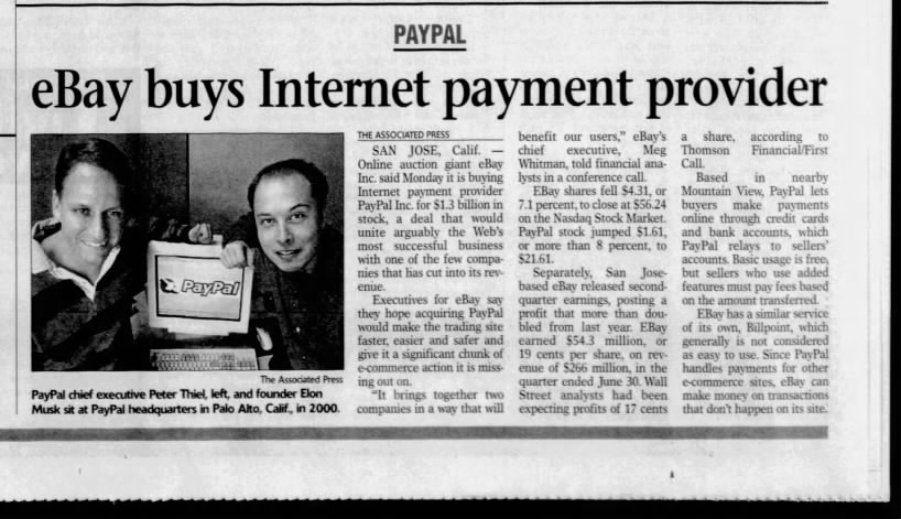 Hey, remember eBay? What about PayPal? One takes us back to the scam-filled days of early aughts online shopping, while the other...not so much. But that's not the whole story. *This* is the story of how eBay accidentally created Paypal 💸👇