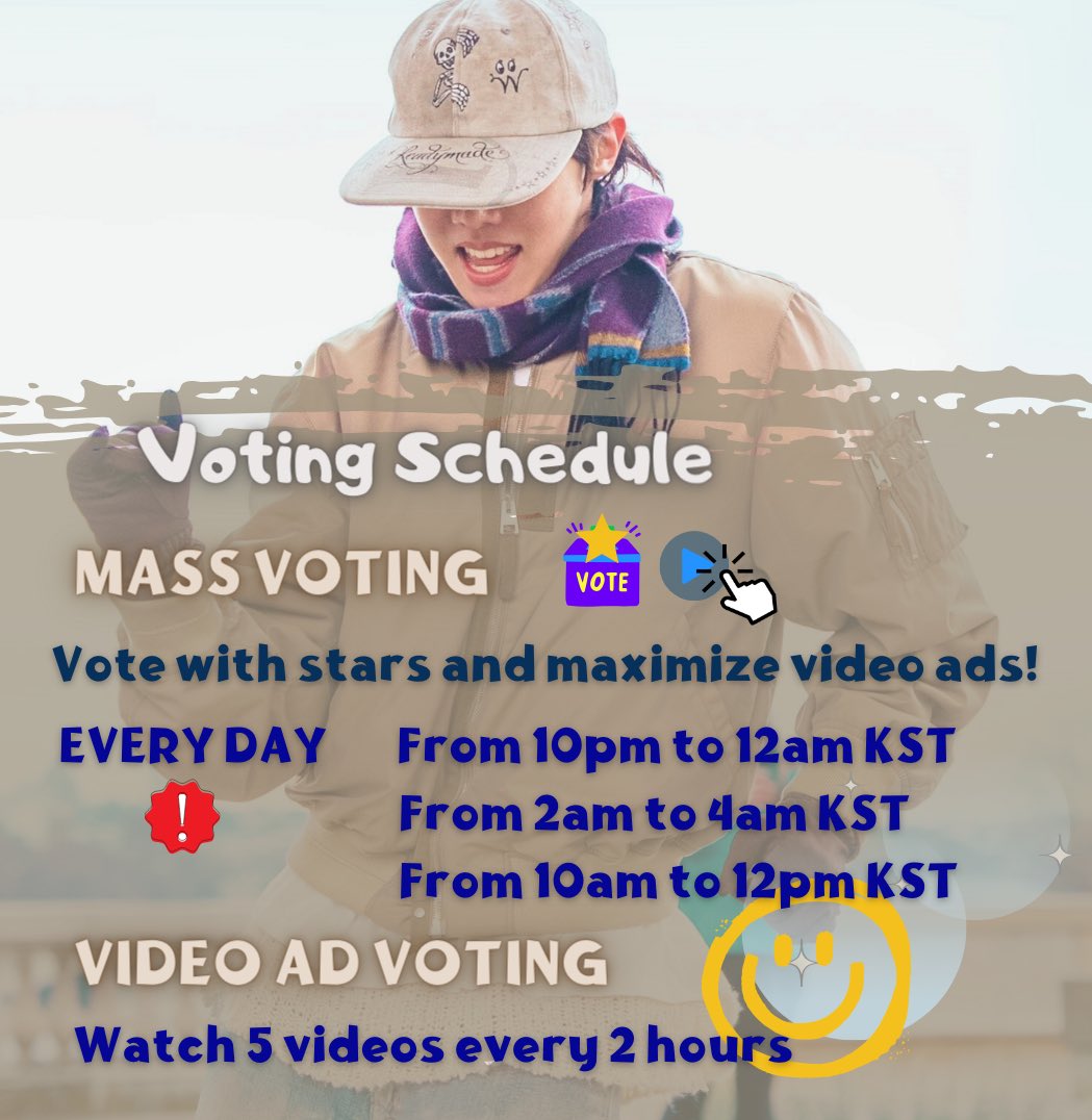 [🗳] 2024 THE FACT MUSIC AWARDS: Best Music: Spring🌸 WEEK 2 - VOTING SCHEDULE⏰ Final week to vote for #jhope and NEURON! Our voting schedule has been updated with ‼️3 events per day‼️ to try to improve during of our 🐌slow hours. 📢Join us every day in the set schedules to…