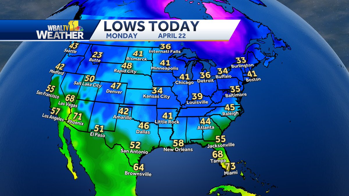 Here's a look at observed low temperatures across the Lower 48 this morning.