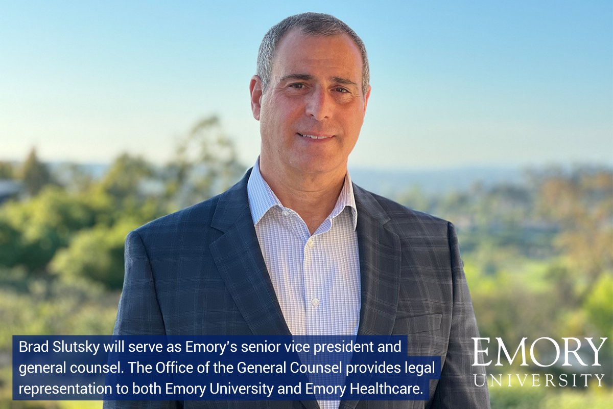 Brad Slutsky, an accomplished attorney with extensive experience representing top global corporations, will serve as Emory’s next senior vice president and general counsel, President Gregory L. Fenves announced. Slutsky will join the university May 6. links.emory.edu/Vd