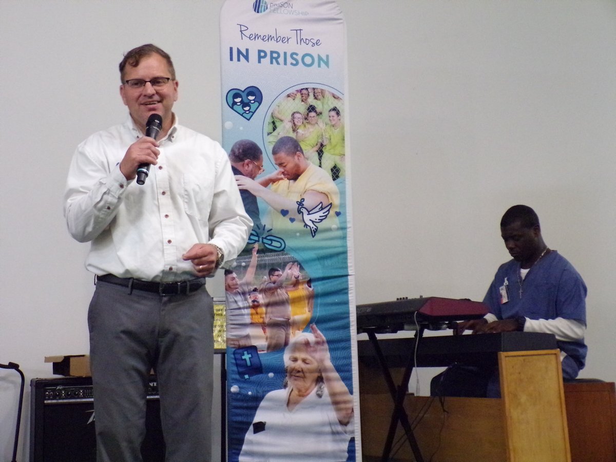 JusticeReform's tweet photo. What a powerful experience celebrating Easter hope with nearly 100 men at Avon Park Correctional in Florida during a Prison Fellowship Hope Event. Brandon Boyce, Prison Ministry Manager at @prisonfellowshp, shared that there was a powerful presence of God there. #HopeEvent https://t.co/9OGZQtIl6u
